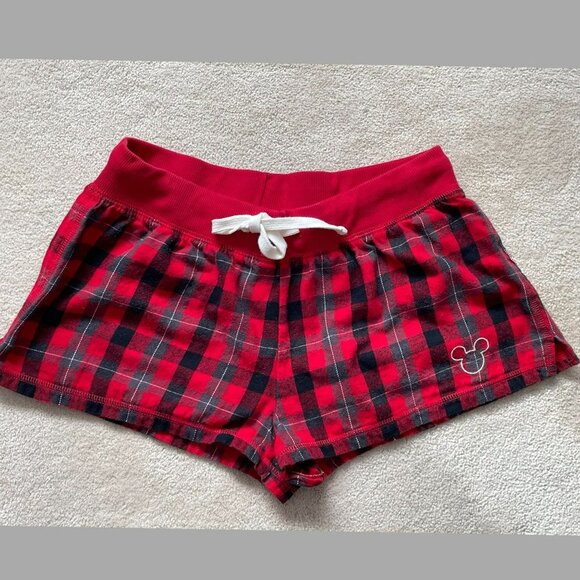 Disney Parks Red Top Plaid Shorts Pajama Set Women's Size S - Picture 5 of 7